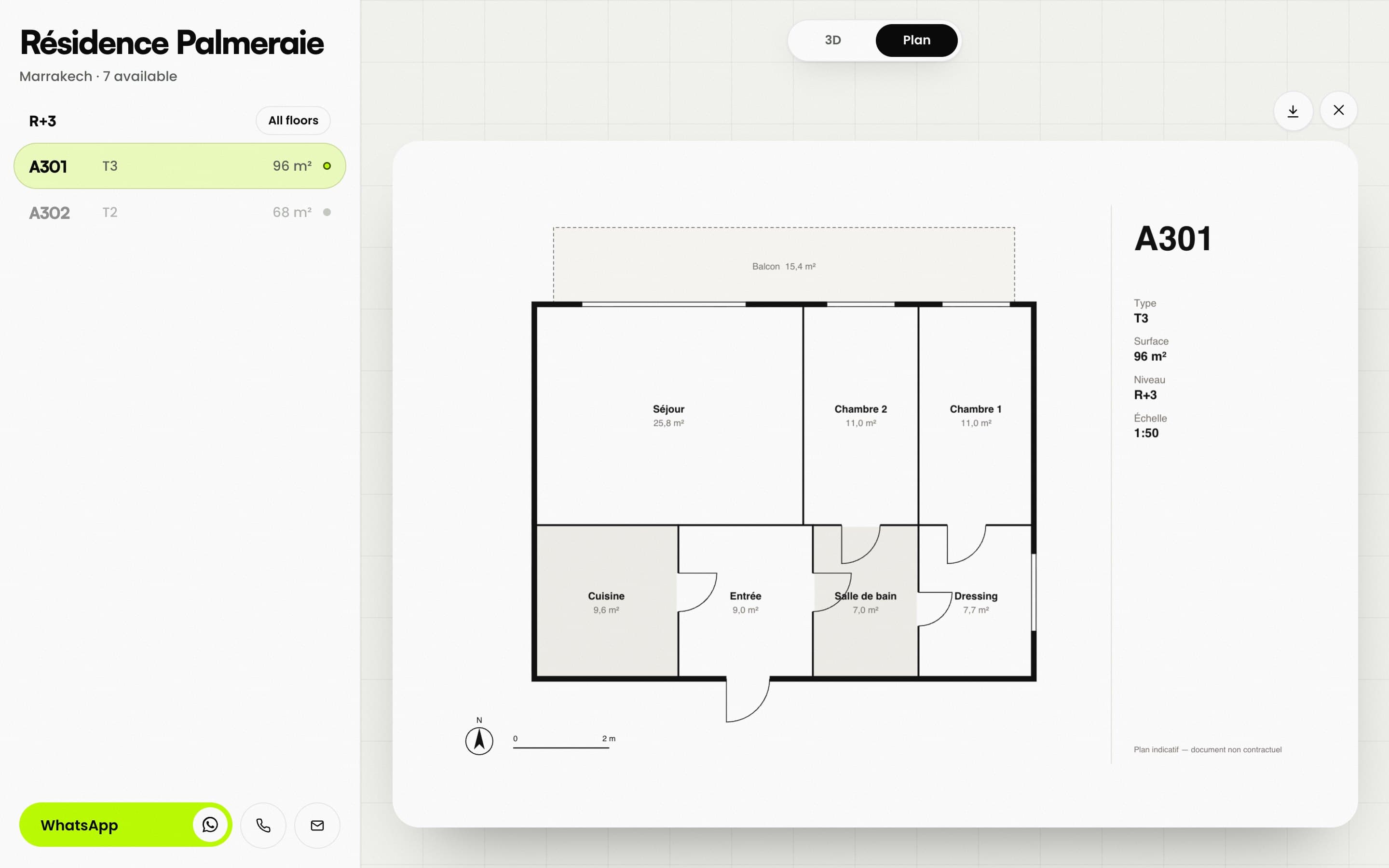 The apartment's PDF plan shown inside the page
